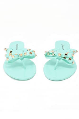 Image of TOP Moda Womens Studded Jelly Flip Flops Sandals with Bow