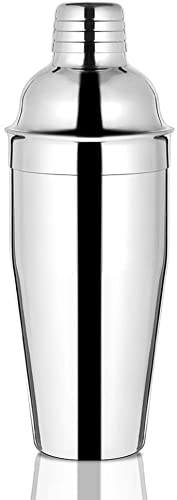 Image of Dynore Stainless Steel 6 Pcs Bartender Martini Kit Bar Set - Teardrop Bar Spoon, Cocktail Shaker 500 ml, Tall peg Measure 30 /60 ml, Black PVC Muddler, Ice Tong, Cocktail Strainer- Set of 6