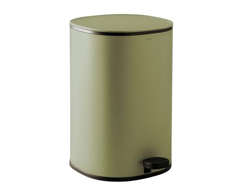 COSMIC Essentials Bathroom and Kitchen Bin with Pedal System, Circular Design and 5L Capacity. Small Trash Can with Lid for Restroom in Sage Green Color