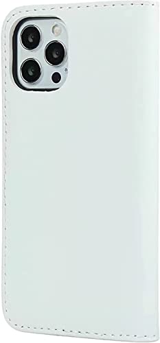 Étui à rabat antichoc pour iPhone 13 Mini en cuir véritable blanc