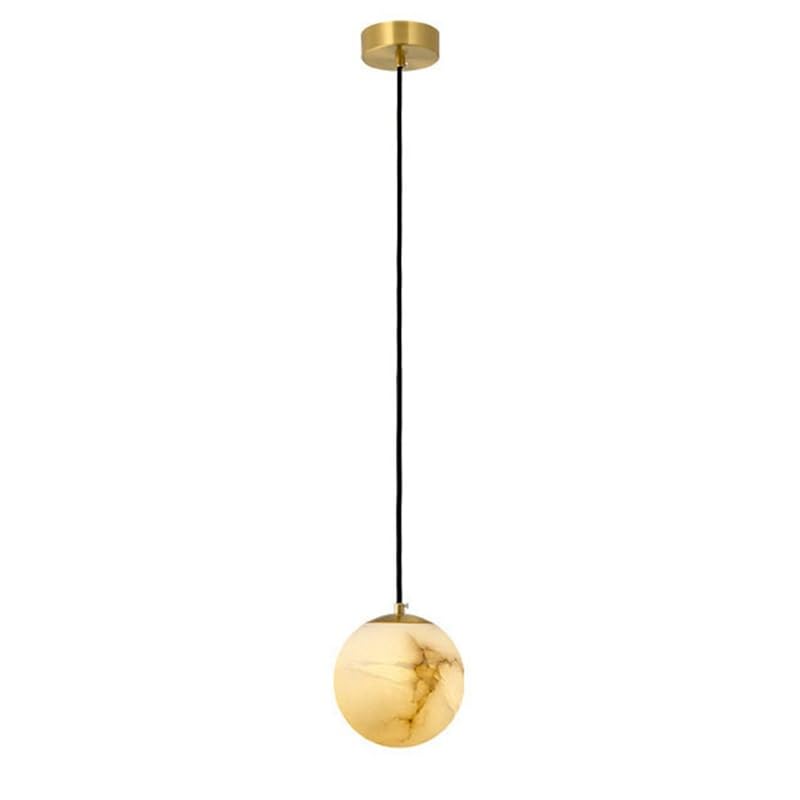 Lustre design sphérique marbre blanc LED hauteur réglable suspension luminaire salon