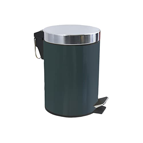 MSV Cosmetic Bin, Dark Green, Pedal Bin, 3 Litres, with Removable Inner Bucket