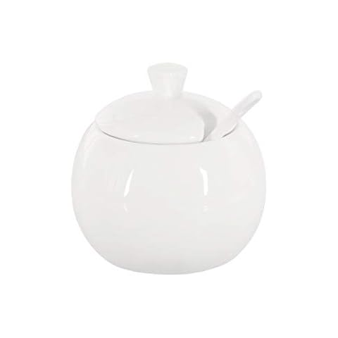 Buchensee Zuckerdose mit Löffel aus Fine Bone China Porzellan Cover