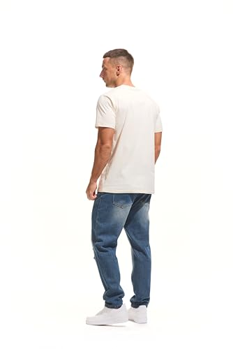 VEIISAR Men's Midweight Crew Neck T-Shirt - 210GSM Soft Cotton Blend, Regular Fit for Cooling Comfort3