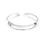Mesnt Anillos ajustables, anillo ajustable abierto liso de oro blanco de 9 K, 14 y 18 quilates para mujer, Metal, No es una piedra preciosa