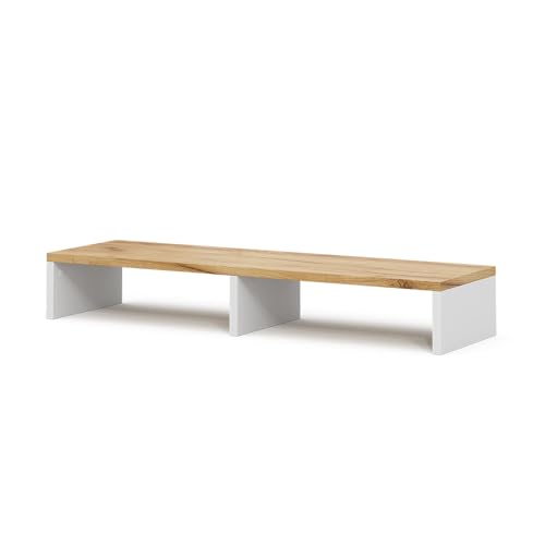 Vicco podstawka pod monitor "Tomy", Biały/złoty dąb, 80 x 12 cm