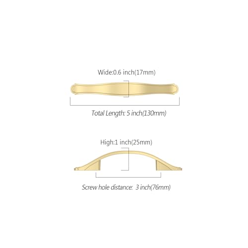 Image of Asidrama 10 Pack 3 Inch(76mm) Brushed Gold Kitchen Cabinet Handles Cabinet Pulls Kitchen Cabinet Hardware for Cupboard Drawer Pulls 2792