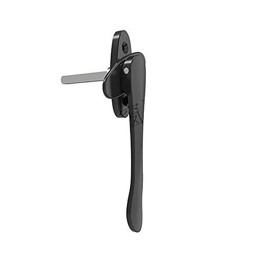 Manilla para Ventana Ventana abatible de aleación de aluminio, manija de ventana, puerta plegable, manija de acero cuadrada plana delgada (Color : BLACK)