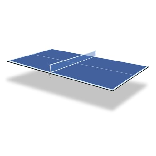 Table Tennis Table Foldable Table Tennis Top for Pool Table Indoor Outdoor Table Tennis Conversion Top with Net and Premium Foam Mat (Blue, 7x4 FT)