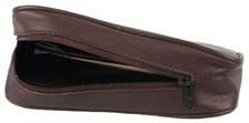 Exclusive Leather Tobacco Pouch Black / Metal Emblem / Beige Stitching
