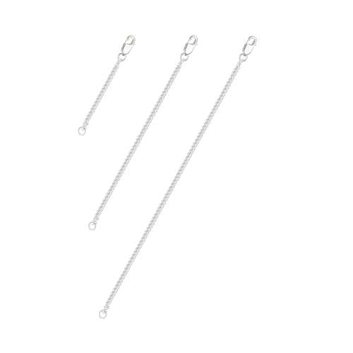 VANBARIS Silver Necklace Extenders for Women Durable Necklace Extender Silver for Bracelet & Anklet Adjustable & Hypoallergenic Set of 3 Extension Chains(2+4+6 inch | Silver)