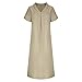 TPSKVT Dress for Women 2026 V Neck Short Sleeve Midi Dress with Pockets Lightweight Fashion Solid Flowy Beach Dresses Beige