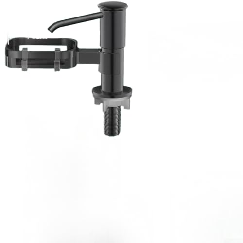ZMdooreasy Dispensador de jabón para fregadero de cocina con cesta de almacenamiento giratoria de 360°, extensor de solución de lavavajillas ABS tipo prensa para agujero de 24-40 mm, bomba resistente