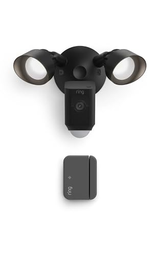 Image of Ring Floodlight Cam Plus, Wired, Black with Outside Door Sensor, Black (newest model)