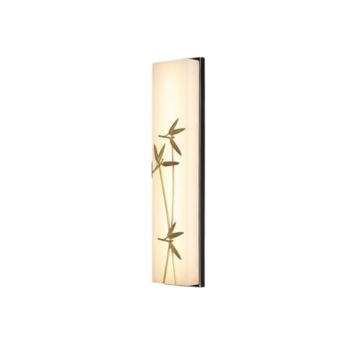LJHFG63KUYT Studio Lámpara de mesita de noche simple de cobre para dormitorio, lámpara de pared de mármol, decoración retro de hoja de viento para comedor