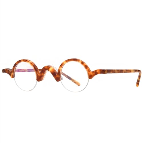 Lunettes rondes demi-jante en acétate mat, monture femmes d'exception