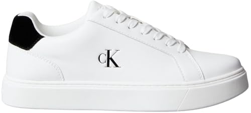 Calvin Klein Baskets Cupsole Homme Classic Laceup en Cuir, Blanc (Bright White/Black), 42