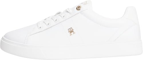 Tommy Hilfiger Damen Court Sneaker Schuhe aus Leder, Weiß (White), 40