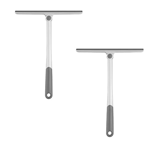 ワイパースク ィージー 2個セット ガラスワイパー 水切りワイパー360°回転 T字型スクイジー 窓掃除 窓拭き ガラス掃除プロ用ツール キッチン/浴槽/台所/窓/車用 ワイパー グレー