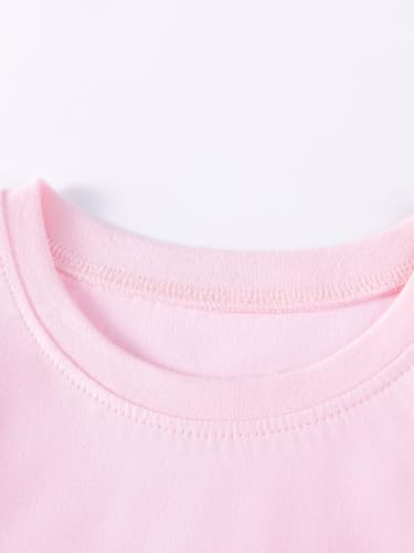 Image of HILEELANG Girls Skirt Set 2 Piece Outfit Cotton Tee Tulle Skirt Set | Soft Cotton Tee, Applique Detail, Layered Tulle Skirt with Lining, Lightweight Comfort for Toddler Little Girls