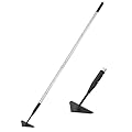 YEELOR Triangle Garden Hoe, Carbon Steel Weed Remover Edger Lawn Tool with 57.5 Inches Stainless Steel Long Handle, Weed Puller Long Handle Hoe for Digging Weeding Hoeing Loosing Soil