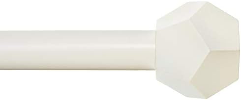 Ivilon Drapery Treatment Window Curtain Rod - Faceted Hexagonal 1 inch Pole. 28 to 48 Inch. White-Ivory