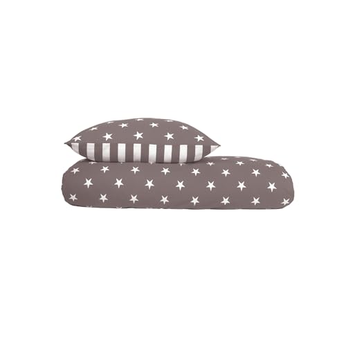 Schiesser Bettwäscheset Sterne | Feinbiber | 100% Baumwolle aus nachhaltiger Produktion | 135x200cm + 80x80cm | Taupe