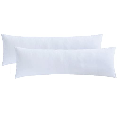 NatureMark Set of 2 Jersey Cushion Covers, 100% Cotton, with Zip, Soft and Breathable, White, 40 x 145 cm (Side Sleeper Pillow) - Image 2