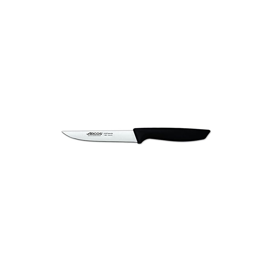 ARCOS 6 Piece Kitchen Knife Set with Block. 5 Chef Knives and 1 Scissors of Stainless Steel and Ergonomic Polypropylene Handle for Cutting Meat, Fish and Vegetables. Series Niza. Color Black