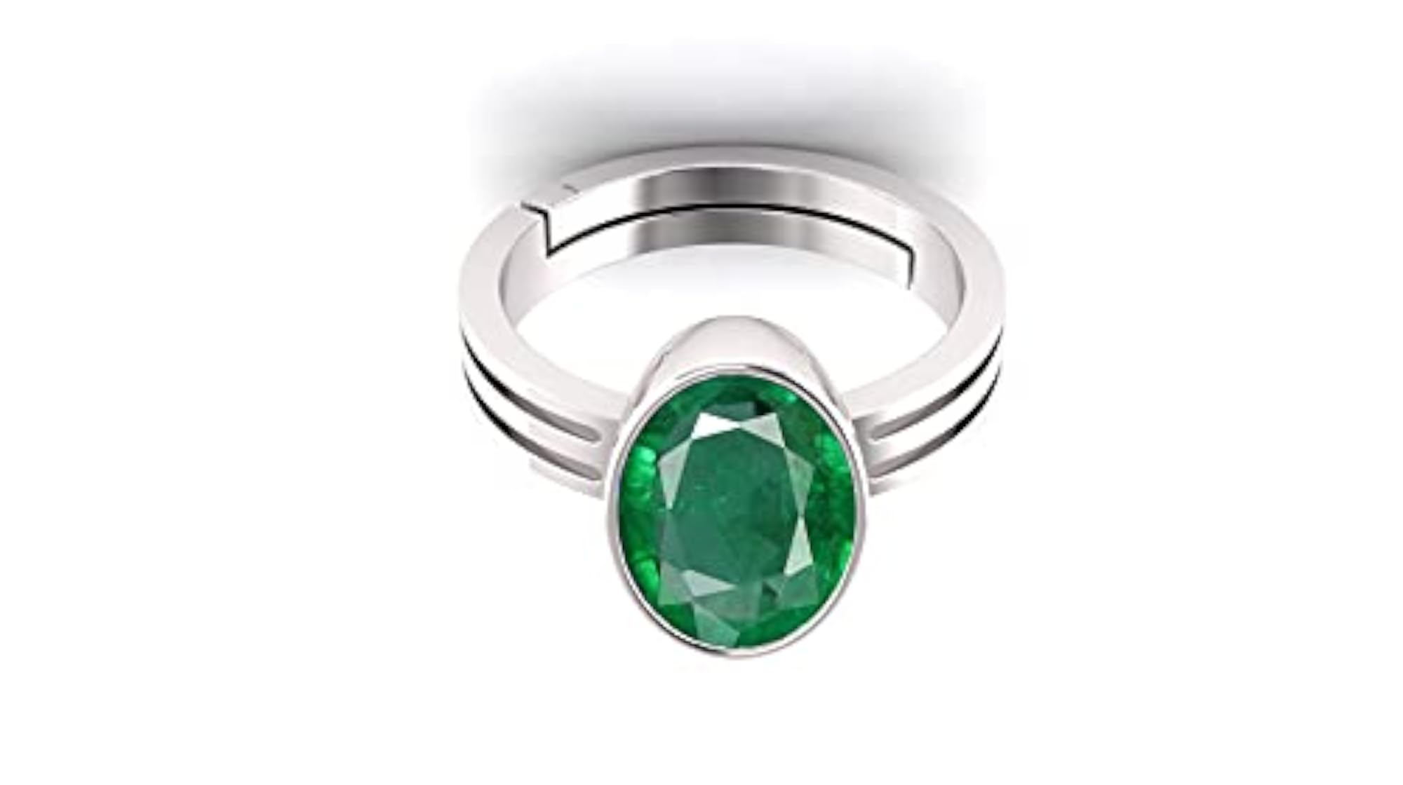 Certified Natural Zambian Emerald Adjustable Silver Ring, Women's