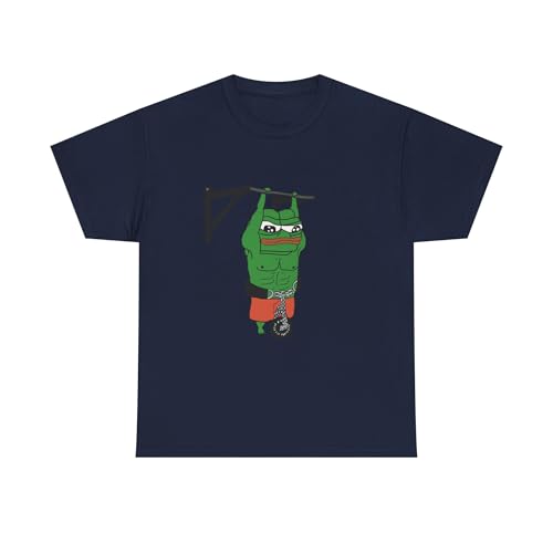 Pepe The Frog Lifting Weights, Weight Lifter Gym Funny Gift Meme T-Shirt Navy