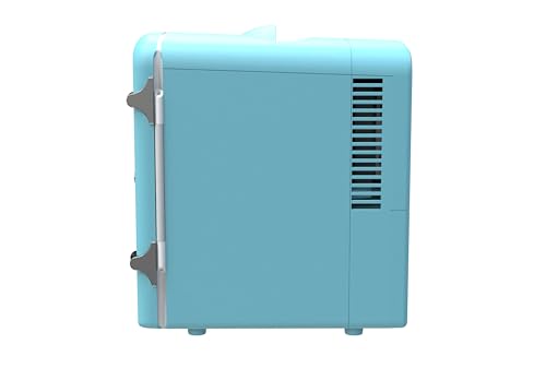 Frigidaire EFMIS171-BLACK Retro Mini Portable Personal Fridge - Ideal for Home, Office or Dorm - Features Active Cooling Can Holder on Top - Includes Carrying Handle, AC/DC Wall/Car Charger - Blue