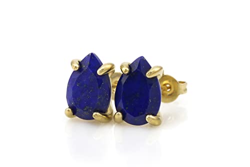 Boucles d'oreilles artisanales en lapis lazuli, bijou fin or pour femme