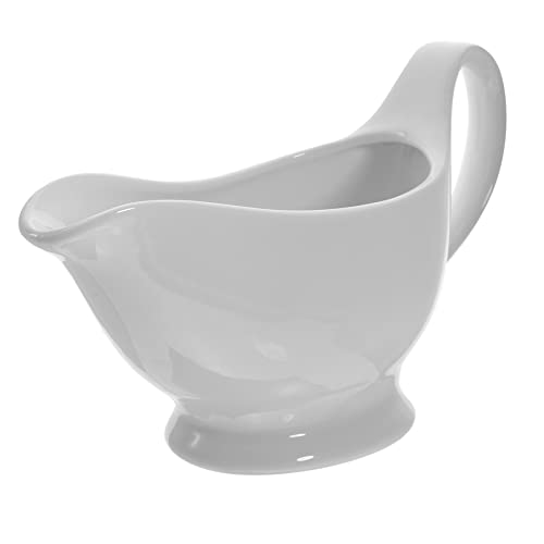 STOBAZA Ceramic Gravy Boat with Unique Spout Comfortable Grip Sauce Pitcher for Condiments Dipping Sauces Milk and Salad Dressings Tableware for Home Restaurants and Catering Services