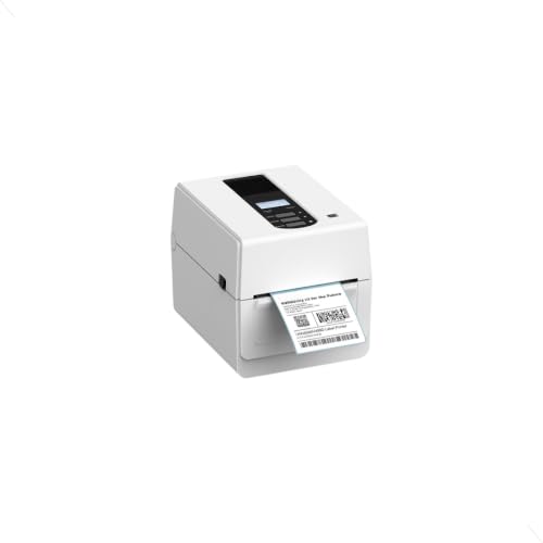 Image of Toshibas BV410DGS02QMS Desktop Direct Thermal Printer. | BV410D 4 inch 203 DPI 7 ips USB + Ethernet LAN with LCD White Case Toshibas TPCL Emulation: Zebras ZPL2 Sato SBPL Datamax DPL