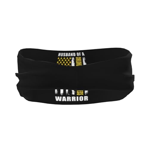 Husband of A Warrior Childhood Cancer Awareness Support Squad Adjustable Sports Headband Moisture Wicking Sweatband for Running Workout3