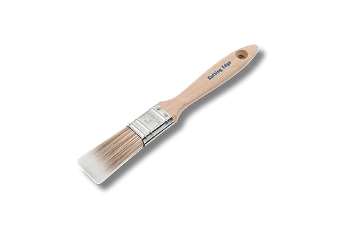Cutting Edge Professional Premium Quality SRT Synthetic Filament Paint Brushes - 1 - Wooden Ergonomic Grip Beavertail Handle - Suitable for All Paints, No Breaking-In Required (1 / 25mm)