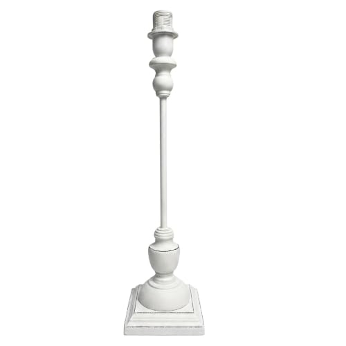 Image of Britalia Table Lamp Base, White Washed Resin, White, Distressed Finish, SES E14 Small Edison Screw, 12x45cm, 0.9kg, with Inline On/Off Switch