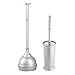 mDesign Plastic Modern Compact Toilet Plunger and Toilet Bowl Brush for Bathroom Storage Organization - Sturdy, Heavy Duty, Deep Cleaning Accessories - Hyde Collection - Set of 2 - Silver