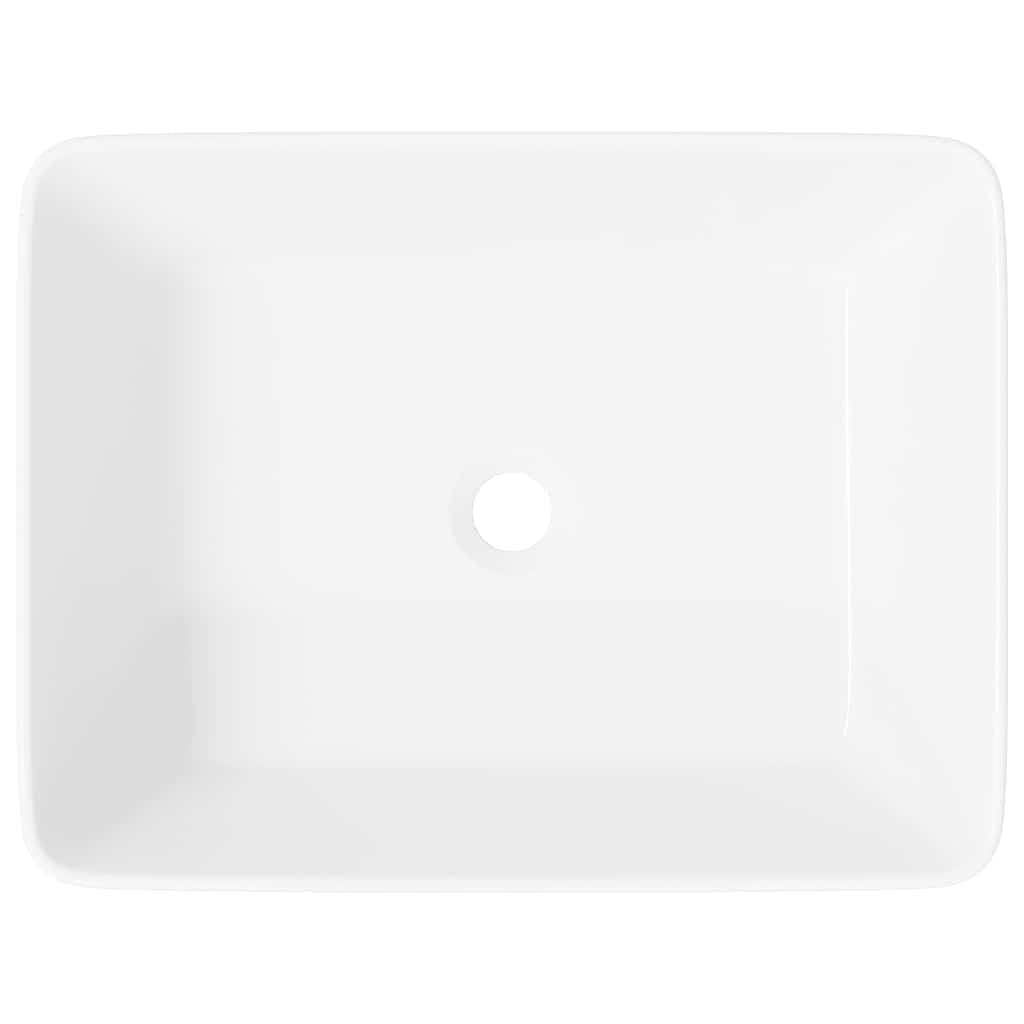 vidaXL Lavabo Rectangular, Lavamanos para Encimera, Fregadero Rectangular, Lavabo para Baño Aseo Tocador, Cerámica Blanco 48x37x13 cm