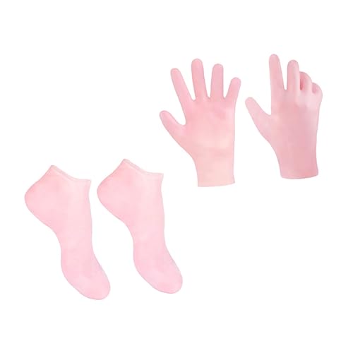 Didiseaon Skin-Softening Moisturizing Gloves Foot Socks Remover for Rough Skin Pink Set of 2