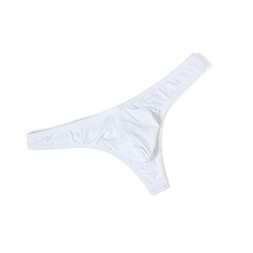 MuscleMate Hot Men's Thong Underwear, No Visible Lines, Men's Thong G-String Undies. (L, White)