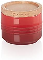 Le Creuset Small Sugar Bowl with Wooden Lid, Stoneware, 80 ml, 6.7 cm, Cerise, 91051800060099
