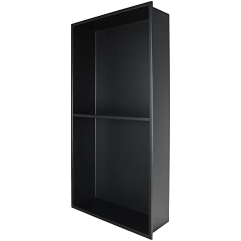 Bernkot Shower Recess 304 Stainless Steel 60 x 30 x 10 cm Wall Anchor Double Shower Shelf for Bathroom No Tile Required Black Cover