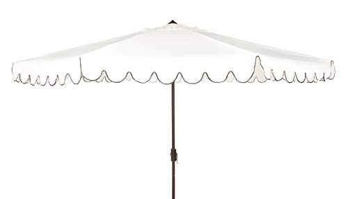 SAFAVIEH Outdoor Venice Crank Patio Umbrella, 11 ft Ivory/Black PAT8110E