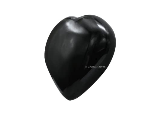 Image of Crystal Heaven Black Agate Heart Palm Pebbles Stones For Anxiety Stress Relief Massage-Aaa Grade Original Healing Gemstone Agate Heart Palm Stone For Yoga Meditation Spiritual