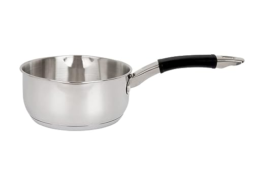 Royal Cuisine Sartén de acero inoxidable para leche/té, huevo/agua, hervir con 2 labios de inducción, sartén para calentar sopa, 16 cm