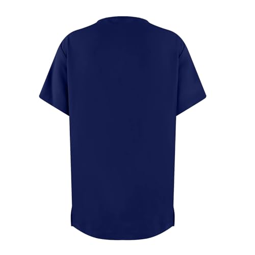 Image of FONMA Scrub Tops Women Plus Size Stretchy V-Neck Scrub Shirts with 4 Pockets Breathable Short Sleeve Nurse Uniforms
