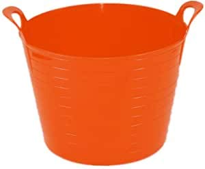 Srendi® 2 x Orange 42 Litre Large Flexi Tub Garden Home Flexible Colours Rubber Storage Container Bucket Polyethylene Flexi Tub - Made in U.K