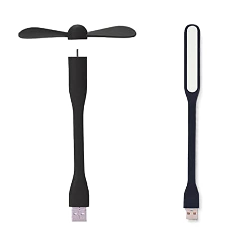 SDGBCXD Ventilador, Mini Ventilador USB, portátil de refrigeración Flexible y lámpara luz LED for energía(Black)